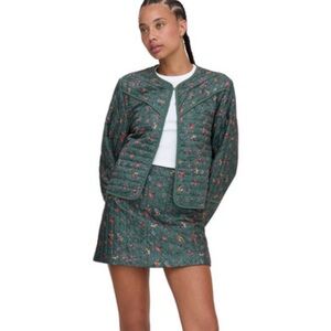 The Amari Quilted Jacket - Bottle Green Fleur Chintz